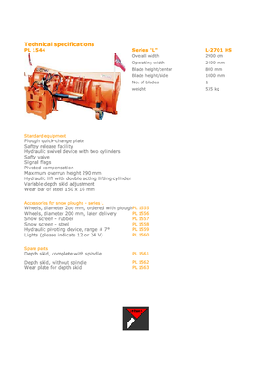 स्नोप्लो लाइट-ड्यूटी Hydrac L 2701 HS