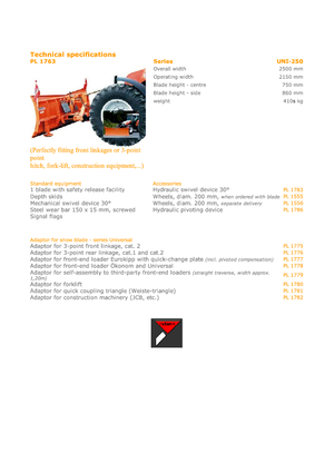 स्नोप्लो लाइट-ड्यूटी Hydrac UNI 250