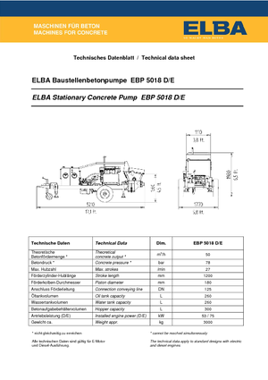 स्टेशनरी कंक्रीट पंप Elba EBP 5018 E