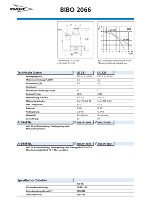 सीवेज पंप Flygt-Pumpen BIBO 2066 LR 231 SL
