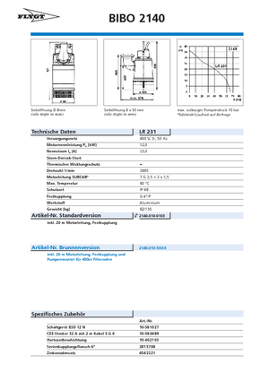सीवेज पंप Flygt-Pumpen BIBO 2140 LR 231