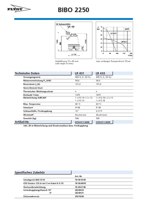 सीवेज पंप Flygt-Pumpen BIBO 2250 LR 431