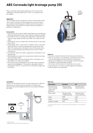 सीवेज पंप ABS-Pumpen Coronada 250 W