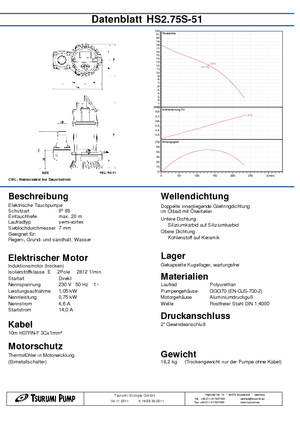 सीवेज पंप Tsurumi-Pumpen HS2.75S