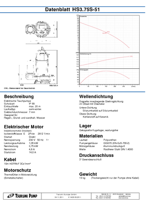 सीवेज पंप Tsurumi-Pumpen HS3.75S