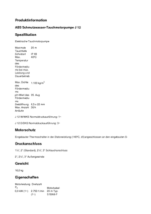 सीवेज पंप ABS-Pumpen J 12 D/KS
