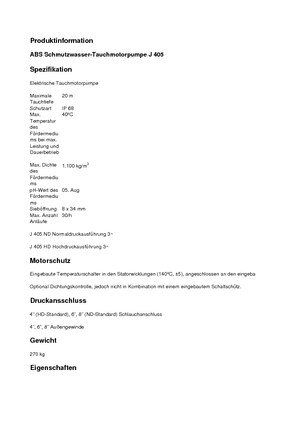 सीवेज पंप ABS-Pumpen J 405 ND