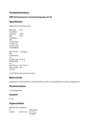 सीवेज पंप ABS-Pumpen JC 34 ND