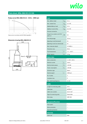 सीवेज पंप WILO-EMU Pumpen KS 15E GG