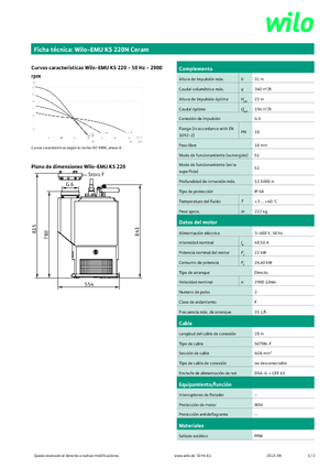 सीवेज पंप WILO-EMU Pumpen KS 220 N Ceram