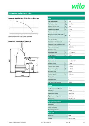 सीवेज पंप WILO-EMU Pumpen EMU KS 9D 