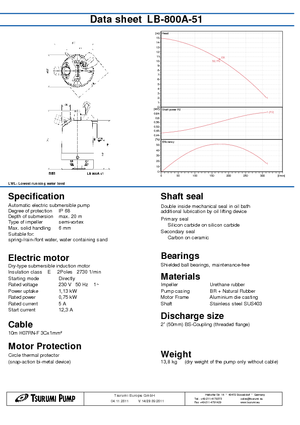सीवेज पंप Tsurumi-Pumpen LB-800A