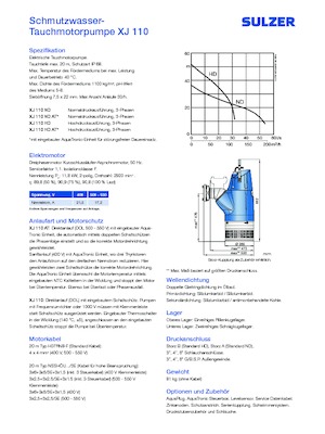 सीवेज पंप Sulzer XJ 110 ND