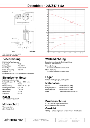 वेस्टवाटर पंप Tsurumi-Pumpen 100UZ47.5