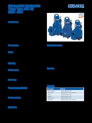 वेस्टवाटर पंप Sulzer AS 0831 S 22-4 D/TKS