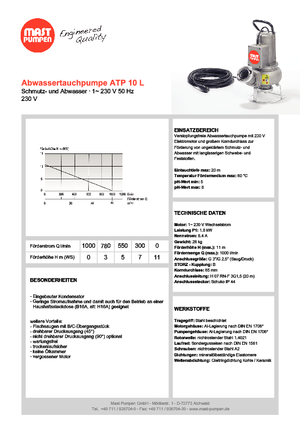 वेस्टवाटर पंप Mast-Pumpen ATP 10 L