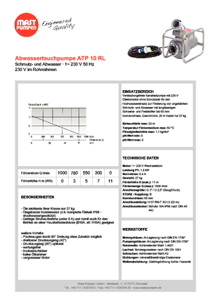 वेस्टवाटर पंप Mast-Pumpen ATP 10 RL