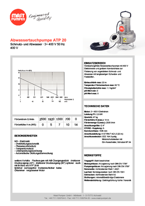 वेस्टवाटर पंप Mast-Pumpen ATP 20
