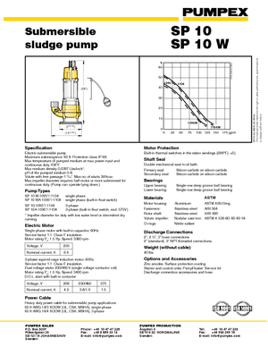 वेस्टवाटर पंप Pumpex SP 10 D