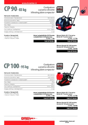 सिंगल डायरेक्शन वाइब्रेटरी प्लेट कॉम्पेक्टर Breaker CP 100-04