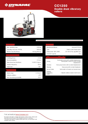 टैंडम वाइब्रेशन रोलर Dynapac CC1250