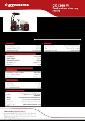 टैंडम वाइब्रेशन रोलर Dynapac CC1300 VI