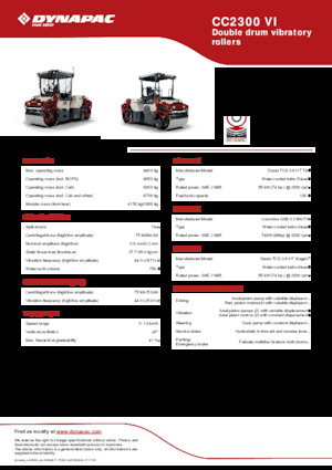 टैंडम वाइब्रेशन रोलर Dynapac CC2300 VI
