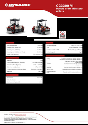 टैंडम वाइब्रेशन रोलर Dynapac CC3300 VI