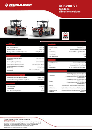 टैंडम वाइब्रेशन रोलर Dynapac CC6200 VI