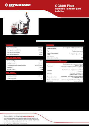 टैंडम वाइब्रेशन रोलर Dynapac CC800 Plus