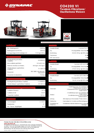 टैंडम वाइब्रेशन रोलर Dynapac CO4200 VI