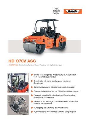टैंडम वाइब्रेशन रोलर Hamm HD O70 V ASC