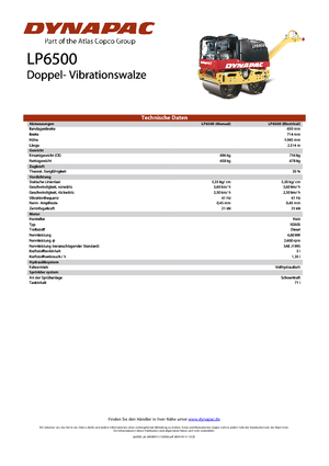 टैंडम वाइब्रेशन रोलर Dynapac LP 6500