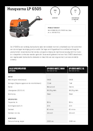 टैंडम वाइब्रेशन रोलर Husqvarna LP 6505