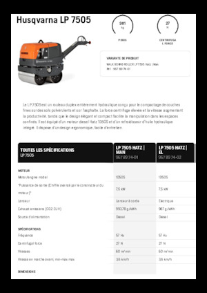 टैंडम वाइब्रेशन रोलर Husqvarna LP 7505