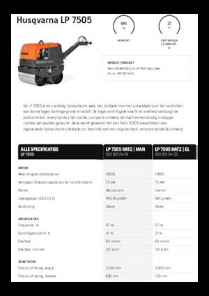 टैंडम वाइब्रेशन रोलर Husqvarna LP 7505