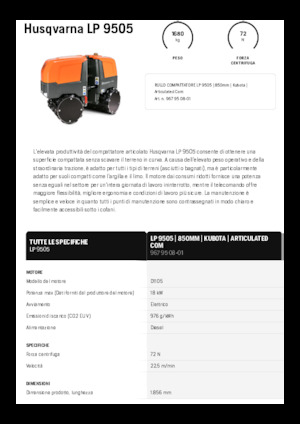 टैंडम वाइब्रेशन रोलर Husqvarna LP 9505