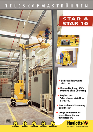 सिंगल वर्टिकल मास्ट बूम लिफ्ट Haulotte Star 8