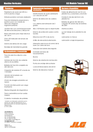 सिंगल वर्टिकल मास्ट बूम लिफ्ट JLG-Toucan Toucan 10 E