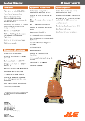 सिंगल वर्टिकल मास्ट बूम लिफ्ट JLG-Toucan Toucan 10 E