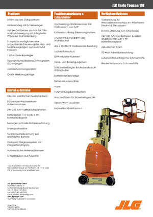 सिंगल वर्टिकल मास्ट बूम लिफ्ट JLG-Toucan Toucan 10 E