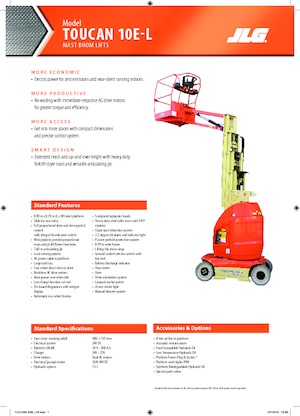 सिंगल वर्टिकल मास्ट बूम लिफ्ट JLG-Toucan Toucan 10E-L