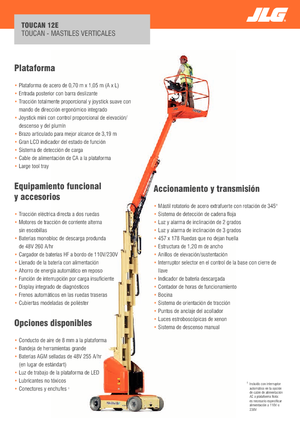सिंगल वर्टिकल मास्ट बूम लिफ्ट JLG-Toucan Toucan 12E
