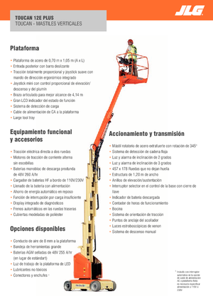 सिंगल वर्टिकल मास्ट बूम लिफ्ट JLG-Toucan Toucan 12E Plus