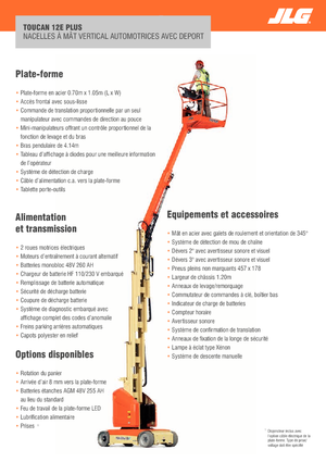 सिंगल वर्टिकल मास्ट बूम लिफ्ट JLG-Toucan Toucan 12E Plus