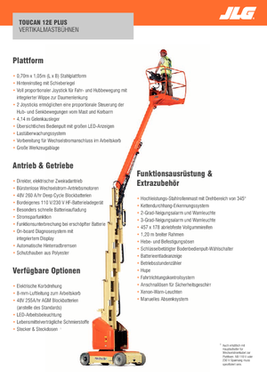 सिंगल वर्टिकल मास्ट बूम लिफ्ट JLG-Toucan Toucan 12E Plus