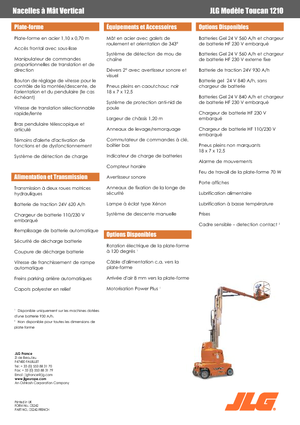 सिंगल वर्टिकल मास्ट बूम लिफ्ट JLG-Toucan Toucan 1210