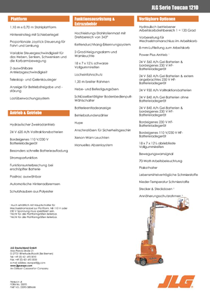 सिंगल वर्टिकल मास्ट बूम लिफ्ट JLG-Toucan Toucan 1210