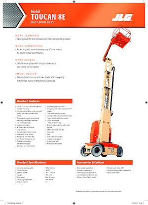 सिंगल वर्टिकल मास्ट बूम लिफ्ट JLG-Toucan Toucan 8E