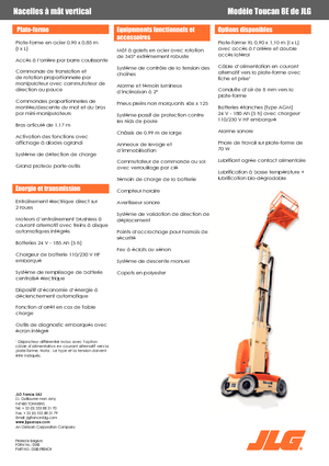 सिंगल वर्टिकल मास्ट बूम लिफ्ट JLG-Toucan Toucan 8 E